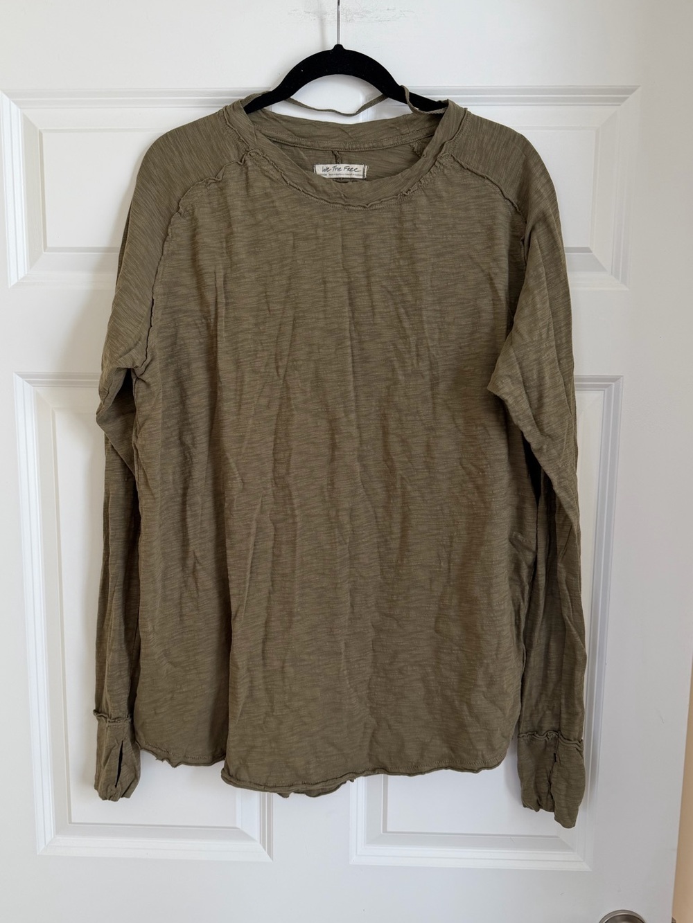 Free People Olive Green Long Sleeve Top